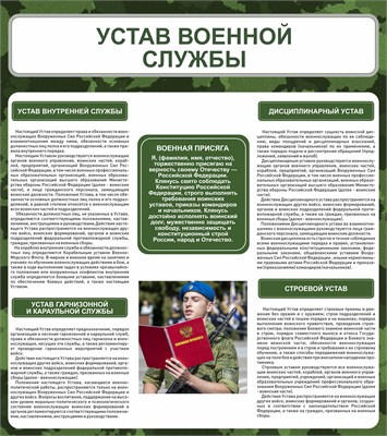 Стенд Устав военной службы 800 х 900 пластик 3мм 2568 - фото 10289