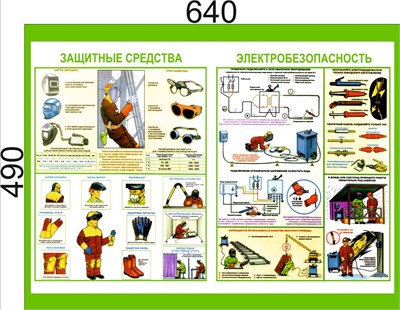 Стенд СИЗ и электробезопасность 640 х 490мм, ПВХ-3мм