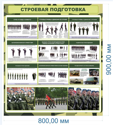 Стенд Строевая  подготовка 800 х 900мм, ПВХ-3мм