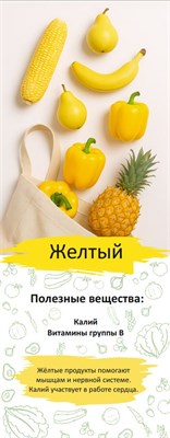 Стенд о пользе овощей и фруктов - Жёлтый - 550 х 1420мм, ПВХ-3мм ПП4