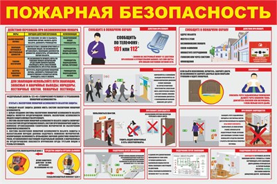 Стенд Пожарная безопасность размер 1500 х 1000 пластик 3 мм