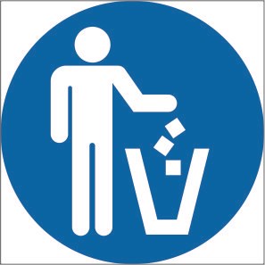 Знак безопасности место для мусора размер 200 х 200 табличка пластик 2 мм