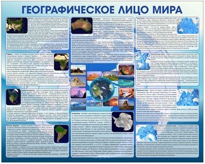 Стенд Географическое лицо Мира 1500 х 1200 пластик 3мм