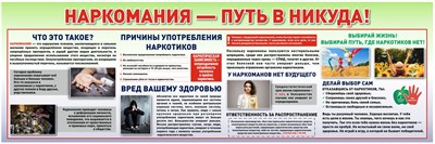 Стенд -Наркомания, путь в никуда 2600 х 850 пластик 3мм