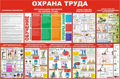 Стенд Охрана труда и электробезопасность размер 1800 х 1200 пластик 3 мм