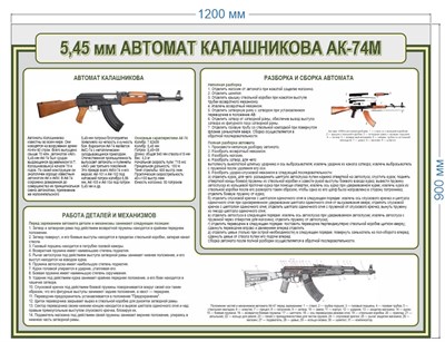 Стенд Автомат Калашникова АК-74М (5,45 мм) 1200 х 900мм, пластик 3мм