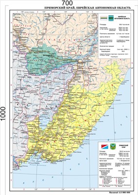 Стенд Карта Приморского края 700 х 1000 пластик 3мм