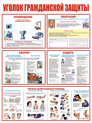 Стенд Уголок гражданской защиты 600 х 800 пластик 3мм