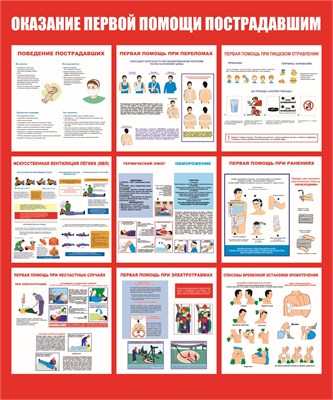 Стенд Оказание первой помощи пострадавшим 1000 х 1200 пластик 3мм