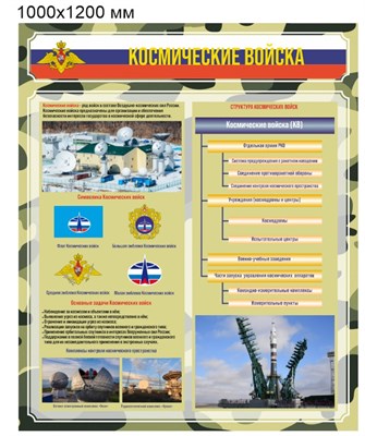 Стенд  "Космические войска России" 1000 х 1200 пластик 3мм