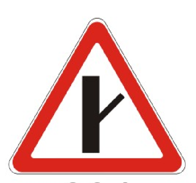 Знак дорожный "Примыкание второстепенной дороги - справа 2"  ГОСТ Р 52290-2004, II-типоразмер, сторона А-900мм