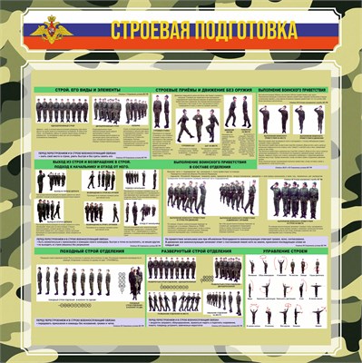 Стенд "Строевая подготовка" 1200 х 1200 пластик 3мм