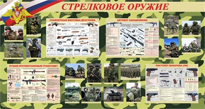 Стенд "Стрелковое оружие" размер 1500 х 800 мм, пластик 3мм