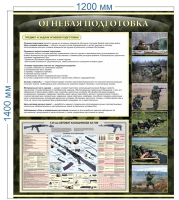 Стенд "Огневая подготовка" 1200 х 1400 пластик 3мм (Арт. 25631)