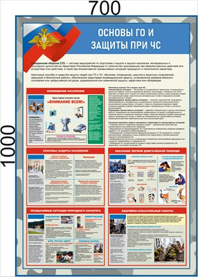 Стенд "Основы ГО и защиты при ЧС" 700 х 1000 - ПВХ-3мм