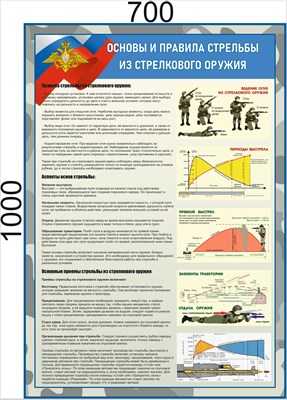 Стенд "Основы и правила стрельбы из стрелкового оружия" 700 х 1000 - ПВХ-3мм