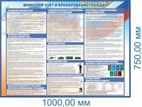 Стенд Воинский учёт и бронирование граждан 1000 х 750 мм. ПВХ-3мм