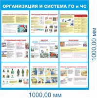 Стенд Организация и система ГО и ЧС 1000 х 1000 , ПВХ- 3мм