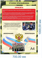 Стенд Уголок призывника 700 х 1000, карман А4-2шт., ПВХ-3мм
