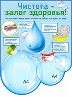 Стенд  Чистота - залог здоровья  1000 х 1300, пластик 3мм, карман А4-2шт. ПГ1