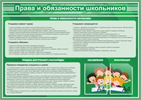 Стенд Права и обязанности школьника 1400 х 1000 пластик 3мм, карман А4-2шт.