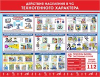 Стенд Действия населения при ЧС 1300 х 1000мм, ПВХ-3мм