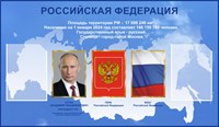 Стенд Российская Федерация 1200 х 700 пластик 3 мм, карманы А4-2шт.