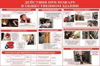 Стенд Действия при пожаре в общественном здании размер 1200 х 800 пластик 3 мм