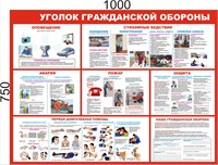 Стенд Уголок гражданской обороны размер 1000 х 750 пластик 3 мм