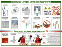 Стенд Безопасность труда в химической лаборатории 1600 х 1200 пластик 3мм