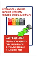 Стенд Переносите и храните горячие жидкости только в специальной таре 420 х 600 пластик 3мм 23036