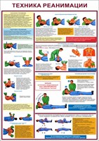 Стенд "Техника реанимации" формат А2 594 х 420мм, пластик 3мм