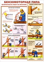 Стенд Бензомоторная пила. Безопасность работ на лесосеке формат А2 594 х 420мм, пластик 3мм