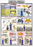 Стенд "Средства защиты в электроустановках" (вариант №2) формат А2 594 х 420мм, пластик 3мм