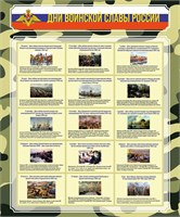 Стенд  "Дни воинской Славы России " 1000 х 1200 пластик 3мм