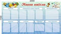 Стенд "Наша Школа"  2000 х 1100 мм, ПВХ-3мм., карман А4-12шт., А3-1шт.