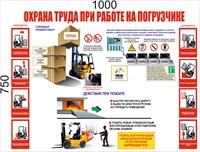 Стенд Охрана труда при работе на погрузчике (бело-красный)  1000 х 750мм, ПВХ-3мм